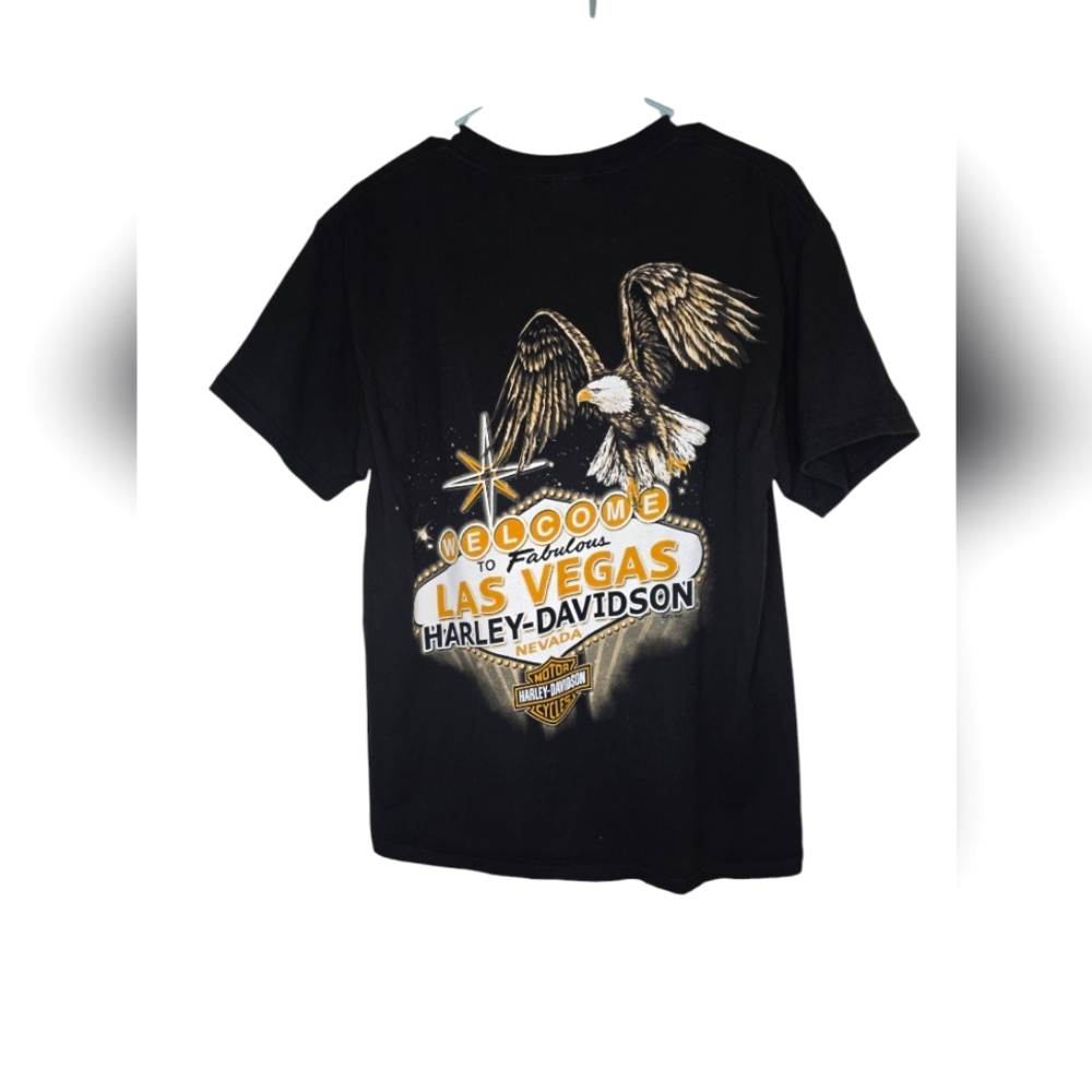 Harley-Davidson Las Vegas Biker American Bald Eagle Black T-Shirt Size Med